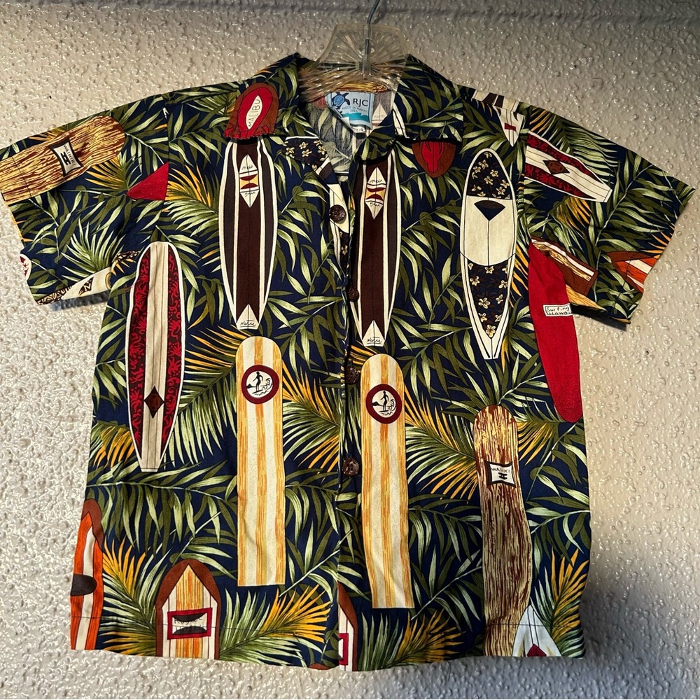 RJC Boys Surfboard Galore Aloha Shirt and short set boys 6 green brown red